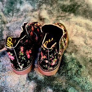 Brand new gifted kids combat boots black with flowers on them, never worn